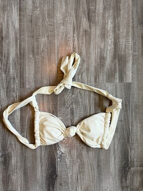 SHEIN Pale Yellow Knot-Front Bikini Top